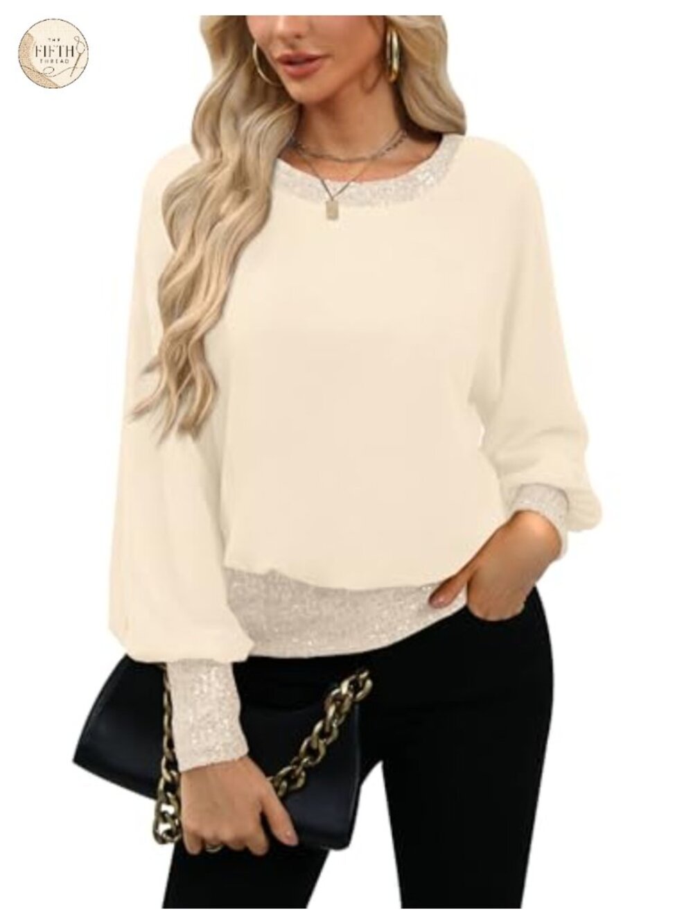 Dressy Sequin Trim Chiffon Blouson Top Wedding Cocktail